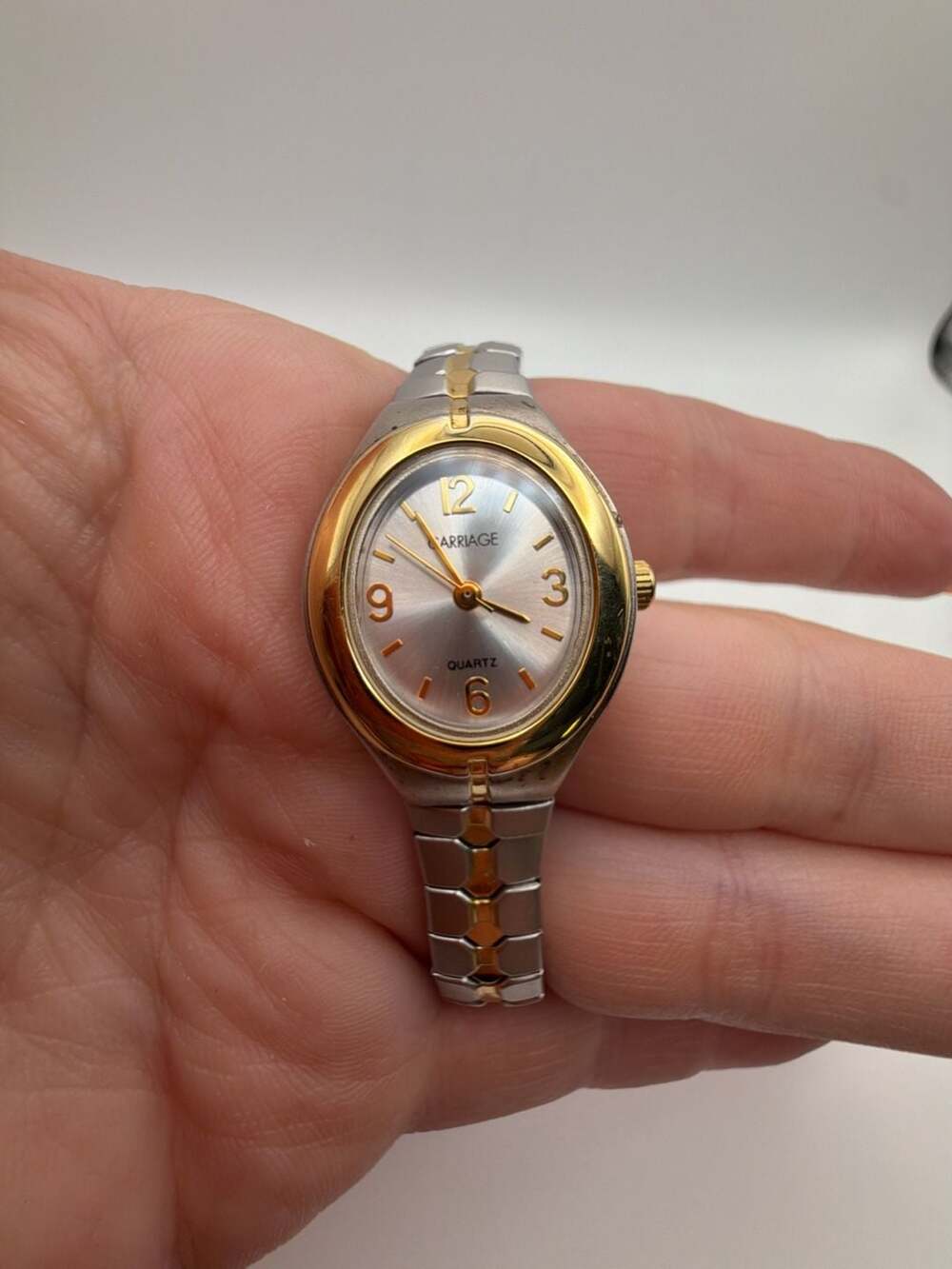 Carriage by Timex Women's Two-Tone Oval Quartz Watch with Expansion Bracelet